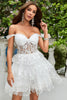 Load image into Gallery viewer, Princess A Line White Corset Tiered Short Prom Dress with Lace