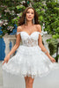 Load image into Gallery viewer, Princess A Line White Corset Tiered Short Prom Dress with Lace