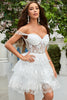 Load image into Gallery viewer, Princess A Line White Corset Tiered Short Prom Dress with Lace