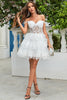 Load image into Gallery viewer, Princess A Line White Corset Tiered Short Prom Dress with Lace