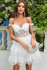 Load image into Gallery viewer, Princess A Line White Corset Tiered Short Prom Dress with Lace