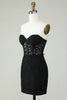 Load image into Gallery viewer, Bodycon Sweetheart Black Corset Short Prom Dress with Appliques