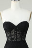 Load image into Gallery viewer, Bodycon Sweetheart Black Corset Short Prom Dress with Appliques