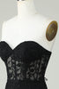 Load image into Gallery viewer, Bodycon Sweetheart Black Corset Short Prom Dress with Appliques