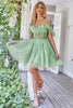 Load image into Gallery viewer, Off the Shoulder Ruffles Tulle Short Prom Dress with Embroidery