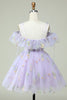 Load image into Gallery viewer, Lavender Off the Shoulder Corset Short Prom Dress with Ruffles