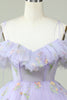 Load image into Gallery viewer, Lavender Off the Shoulder Corset Short Prom Dress with Ruffles