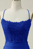 Load image into Gallery viewer, Stylish Sheath Spaghetti Straps Royal Blue Short Prom Dress with Appliques