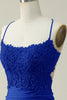 Load image into Gallery viewer, Stylish Sheath Spaghetti Straps Royal Blue Short Prom Dress with Appliques