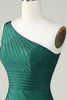 Load image into Gallery viewer, Sheath One Shoulder Dark Green Short Prom Dress with Beading