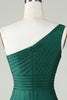 Load image into Gallery viewer, Sheath One Shoulder Dark Green Short Prom Dress with Beading