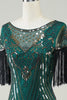 Load image into Gallery viewer, Dark Green Sequins 1920s Flapper Dress with Fringes