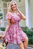 Load image into Gallery viewer, Floral A Line Dusty Rose Short Prom Dress with Ruffles