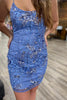 Load image into Gallery viewer, Sparkly Blue Sequined Beaded Backless Tight Short Party Dress