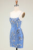 Load image into Gallery viewer, Sparkly Blue Sequined Beaded Backless Tight Short Party Dress