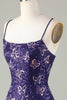 Load image into Gallery viewer, Glitter Purple Beaded Sequins Tight Short Butterflies Party Dress