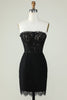 Load image into Gallery viewer, Strapless Black Short Prom Dress with Beading