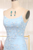 Load image into Gallery viewer, Blue Mermaid Spaghetti Straps Long Prom Dress With Appliques