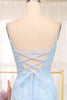 Load image into Gallery viewer, Blue Mermaid Spaghetti Straps Long Prom Dress With Appliques