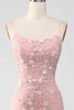 Load image into Gallery viewer, Mermiad Blush Spaghetti Straps Prom Dress with Appliques