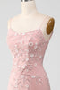 Load image into Gallery viewer, Mermiad Blush Spaghetti Straps Prom Dress with Appliques