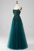 Load image into Gallery viewer, Dark Green Spaghetti Straps A Line Prom Dress with Slit