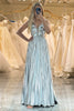 Load image into Gallery viewer, Glitter Silver Backless Long Mirror Prom Dress