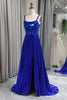 Load image into Gallery viewer, Glitter Royal Blue A Line Long Mirror Prom Dress With Slit