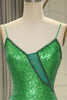 Load image into Gallery viewer, Glitter Dark Green Mermaid Backless Long Prom Dress With Slit