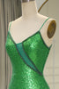 Load image into Gallery viewer, Glitter Dark Green Mermaid Backless Long Prom Dress With Slit