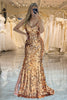 Load image into Gallery viewer, Sparkly Rose Golden Beaded Sequins Mermaid Long Prom Dress With Slit