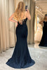 Load image into Gallery viewer, Black Mermaid Spaghetti Straps Long Corset Prom Dress