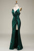 Load image into Gallery viewer, Hot Mermaid Spaghetti Straps Dark Green Long Prom Dress with Open Back