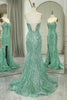 Load image into Gallery viewer, Glitter Green Mermaid Long Prom Dress With Slit