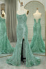 Load image into Gallery viewer, Glitter Green Mermaid Long Prom Dress With Slit