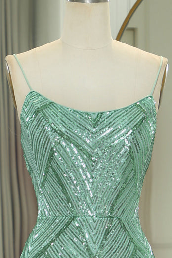 Glitter Green Mermaid Long Prom Dress With Slit