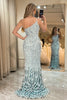 Load image into Gallery viewer, Glitter Dark Green Sequins Mermaid One Shoulder Long Prom Dress