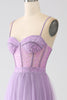 Load image into Gallery viewer, A-Line Lilac Spaghetti Straps Long Corset Prom Dress