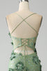 Load image into Gallery viewer, Mermaid Spaghetti Straps Green Corset Prom Dress with Appliques