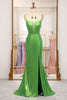 Load image into Gallery viewer, Bright Green Mermaid Spaghetti Straps Long Prom Dress With Slit