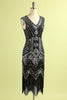 Load image into Gallery viewer, Black and Gold Sequin 1920s Dress