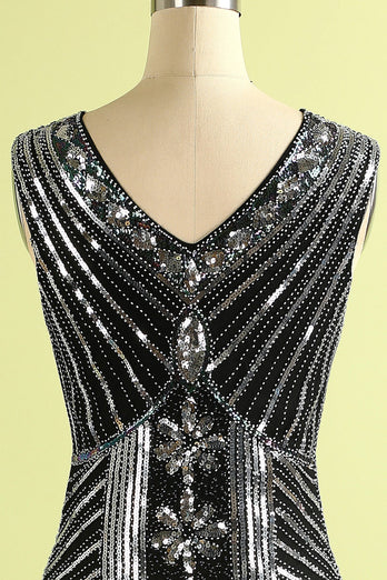 Black and Gold Sequin 1920s Dress