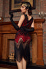 Load image into Gallery viewer, Black and Red Sequin 1920s Dress