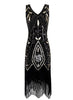 Load image into Gallery viewer, Black Sequins Glitter Fringe 1920s Dress