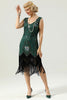 Load image into Gallery viewer, Black Sequins Glitter Fringe 1920s Dress