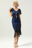 Load image into Gallery viewer, Royal Blue Sequin Fringe Flapper 1920s Dress