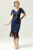 Load image into Gallery viewer, Royal Blue Sequin Fringe Flapper 1920s Dress