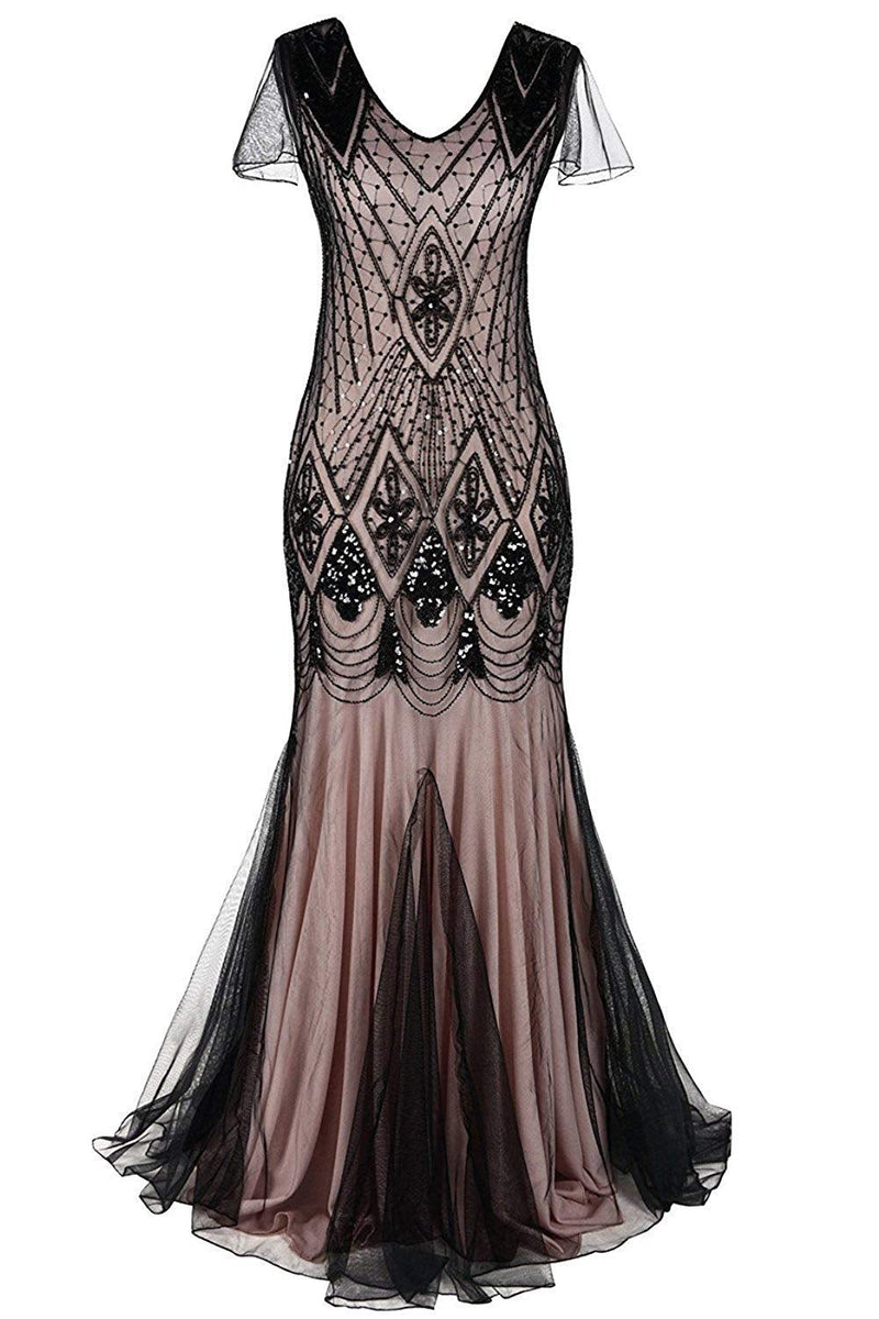 Load image into Gallery viewer, Burgundy Long Sequin 1920s Dress