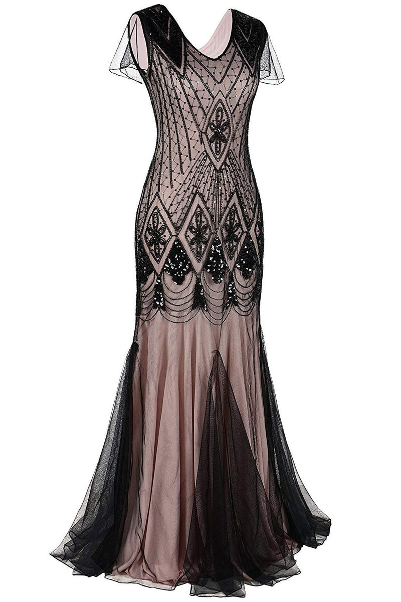 Load image into Gallery viewer, Pink Long Sequin 1920s Dress