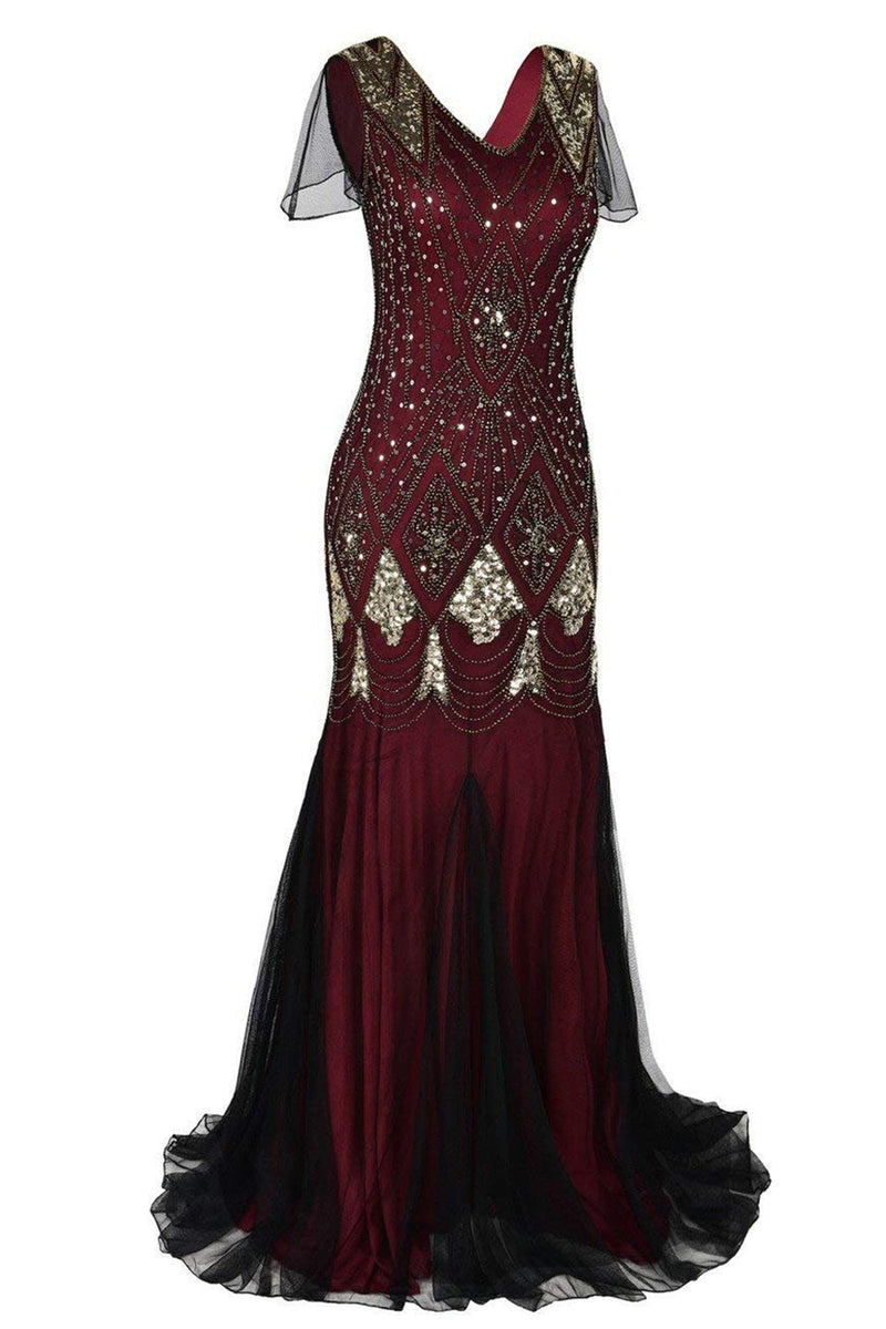 Load image into Gallery viewer, Pink Long Sequin 1920s Dress